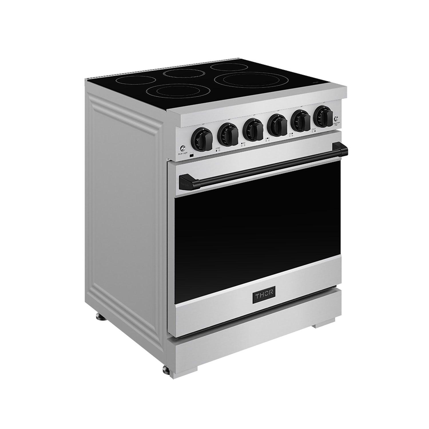 Thor Kitchen RSE30PBLK 30 Inch Professional Electric Range With Precision Knob Control In Stainless Steel And Black Gordon Ramsay Series