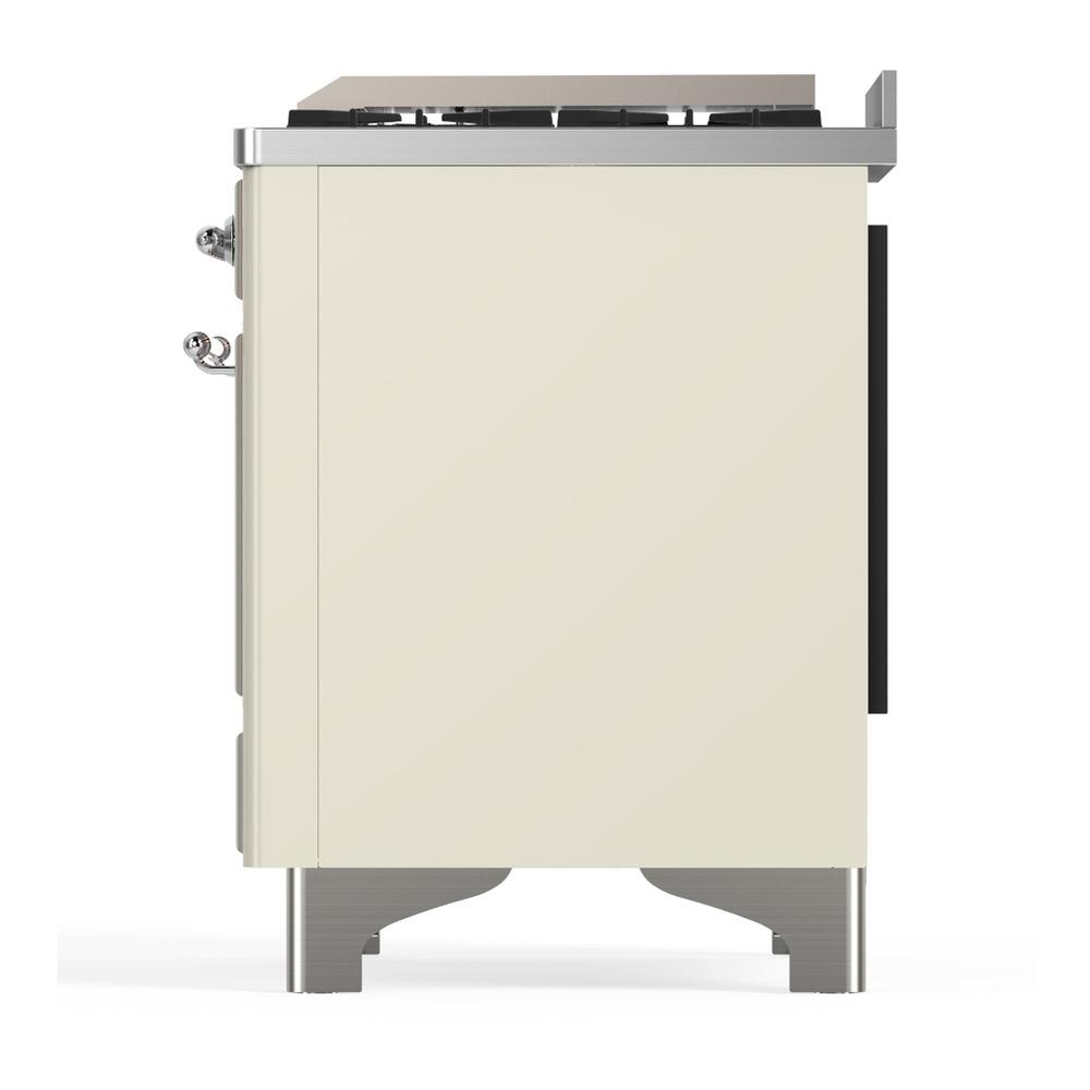 Ilve UM36FQNR3AWC Ilve Um36Fqnr3Awc Majestic Iii 36 Inch Dual Fuel Range With 6 Black Brass Burners And Griddle, Dual Function Burner Up To 25,000 Btu (Solid Door, Antique White, Chrome, Natural Gas)