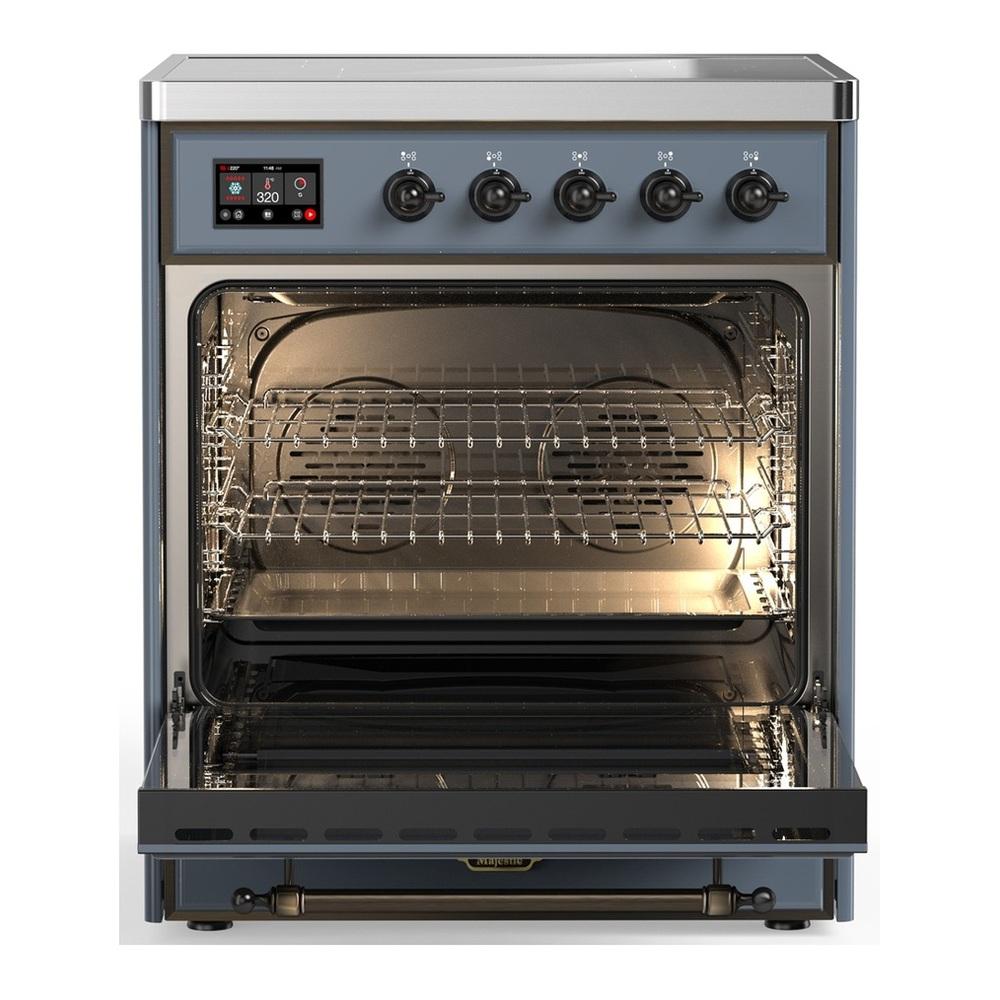 Ilve UMIB30NR3BGB Ilve Umib30Nr3Bgb Majestic Iii 30 Inch Induction Range With 4 Elements, 4 Cu. Ft. Oven Capacity (Triple Glass Door, Blue Grey, Burnished)