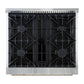 Forno FFSGS627730BLK Marco 30-Inch Gas Range Black & Antique Brass Design, 4 Burners 37,000 Btu, 4.32 Cu.Ft. Convection Oven