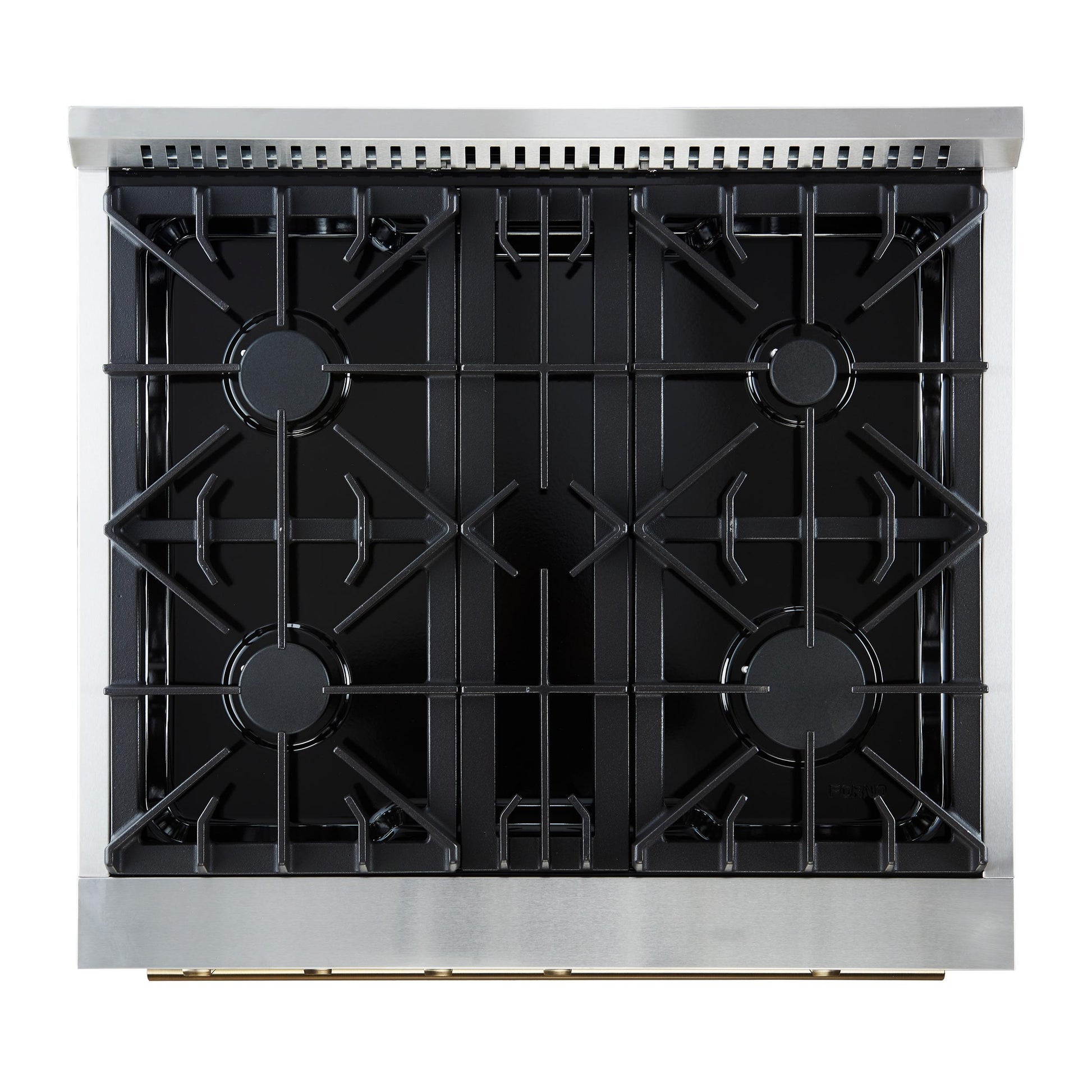 Forno FFSGS627730BLK Marco 30-Inch Gas Range Black & Antique Brass Design, 4 Burners 37,000 Btu, 4.32 Cu.Ft. Convection Oven