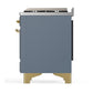 Ilve UM48FQNR3BGG Ilve Um48Fqnr3Bgg Majestic Iii 48 Inch Dual Fuel Range With 8 Burners And Griddle, Dual Function Burner Up To 25,000 Btu (Natural Gas, Solid Door, Blue Grey, Brass)