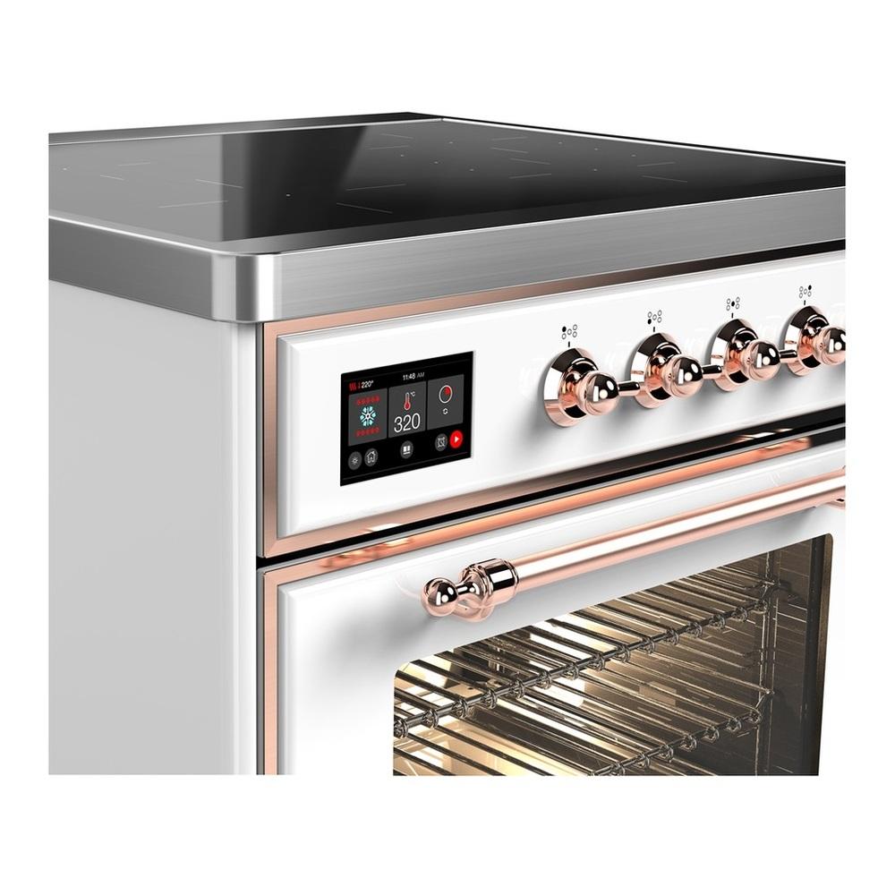 Ilve UMIB30NR3WHP Ilve Umib30Nr3Whp Majestic Iii 30 Inch Induction Range With 4 Elements, 4 Cu. Ft. Oven Capacity (Triple Glass Door, White, Copper)