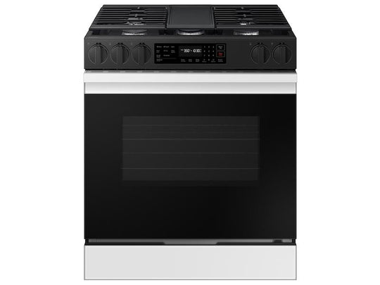 Samsung NSG6DB830012 Bespoke 6.0 Cu. Ft. Smart Slide-In Gas Range With Air Fry & Precision Knobs In White Glass