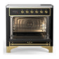 Ilve UMIB36QNR3BKG Ilve Umib36Qnr3Bkg Majestic Iii 36 Inch Induction Range With 6 Elements, 3.5 Cu. Ft. Total Oven Capacity (Solid Door, Glossy Black, Brass)
