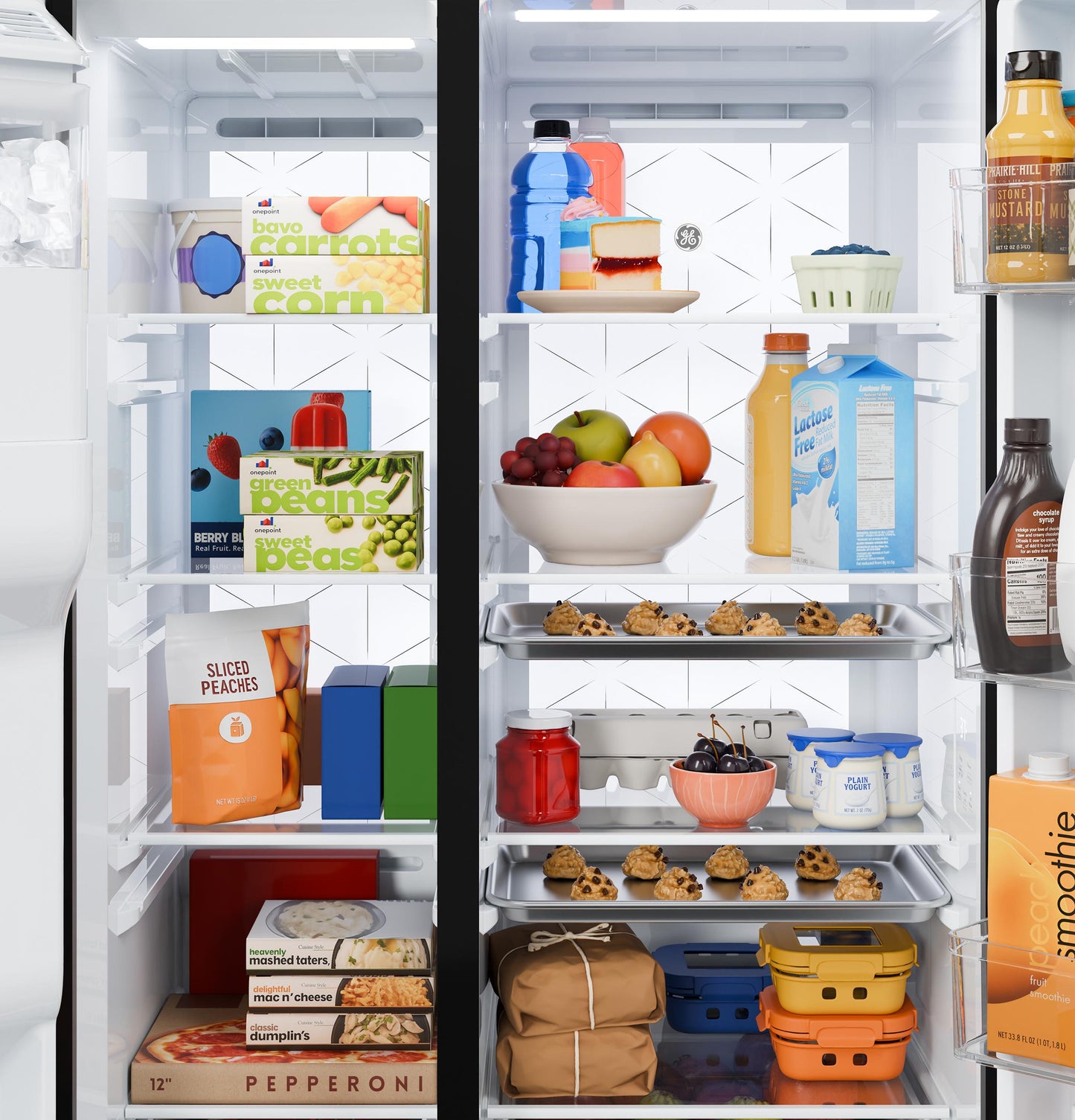 Ge Appliances GZS24PYYFS Ge® 23.5 Cu. Ft. Counter-Depth Side-By-Side Refrigerator With Led Light Walls And Extra Tall Dispenser
