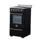 Forno FFSEL605220BLK Forno Pallerano 20 Inch Freestanding Electric Range In Black With Antique Brass, Compact Design