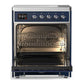 Ilve UMIB30QNR3MBC Ilve Umib30Qnr3Mbc Majestic Iii 30 Inch Induction Range With 4 Elements, 4 Cu. Ft. Oven Capacity (Solid Door, Midnight Blue, Chrome)