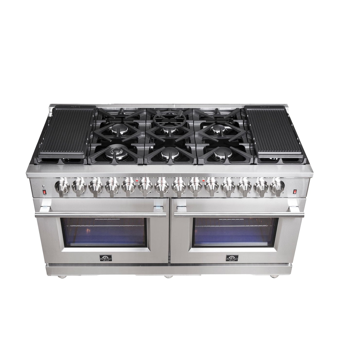 Forno FFSGS612560 Forno Massimo 60-Inch Freestanding Dual Fuel Range, 10 Burners, Double Convection Ovens