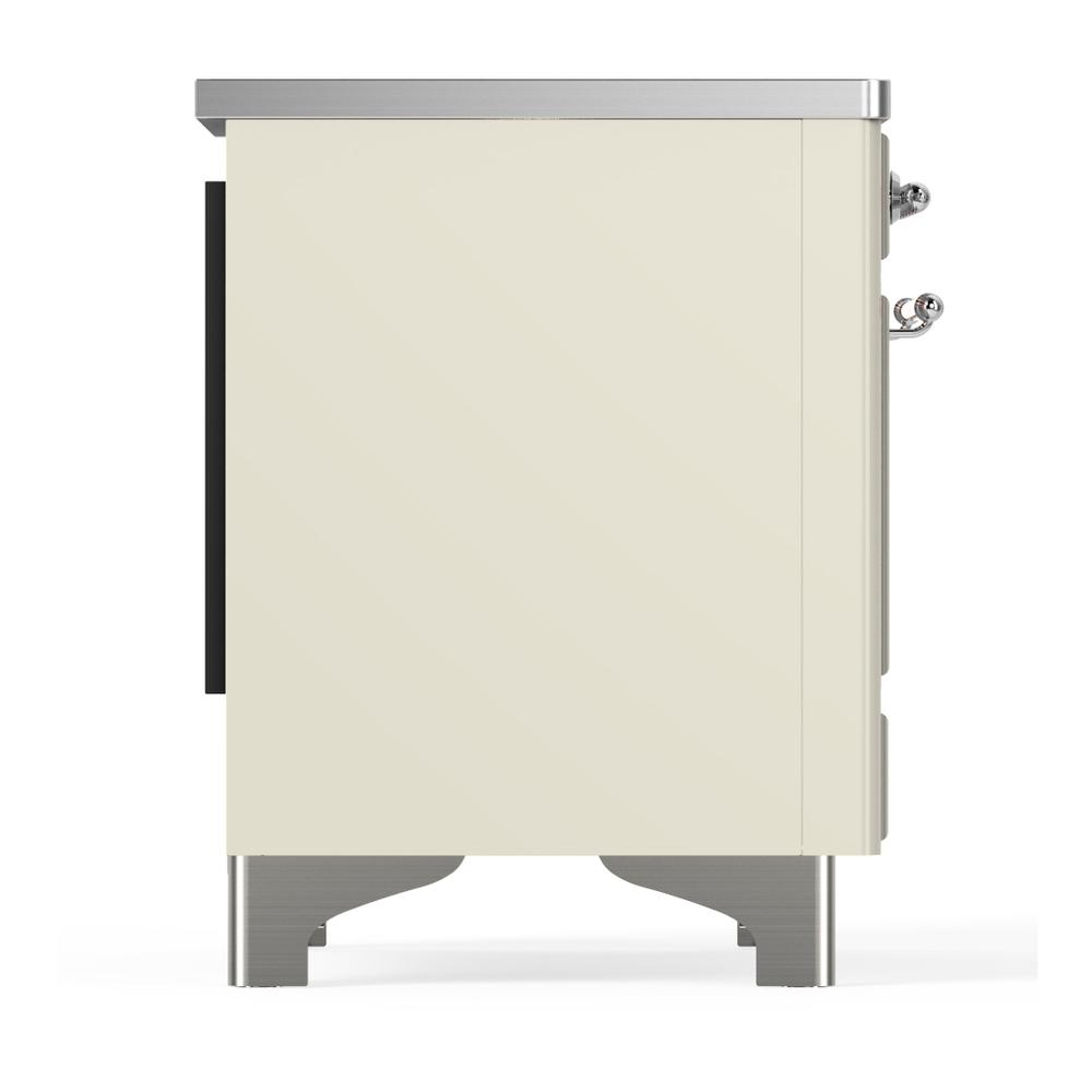 Ilve UMDIB40QNR3AWC Ilve Umdib40Qnr3Awc Majestic Iii 40 Inch Induction Range With 6 Elements, 3.82 Cu. Ft. Total Oven Capacity (Solid Door, Antique White, Chrome)