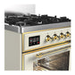 Ilve UM30NR3AWGLP Ilve Um30Nr3Awglp Majestic Iii 30 Inch Dual Fuel Range With 5 Black Brass Burners, Dual Function Burner Up To 25,000 Btu (Liquid Propane, Triple Glass Door, Antique White, Brass)