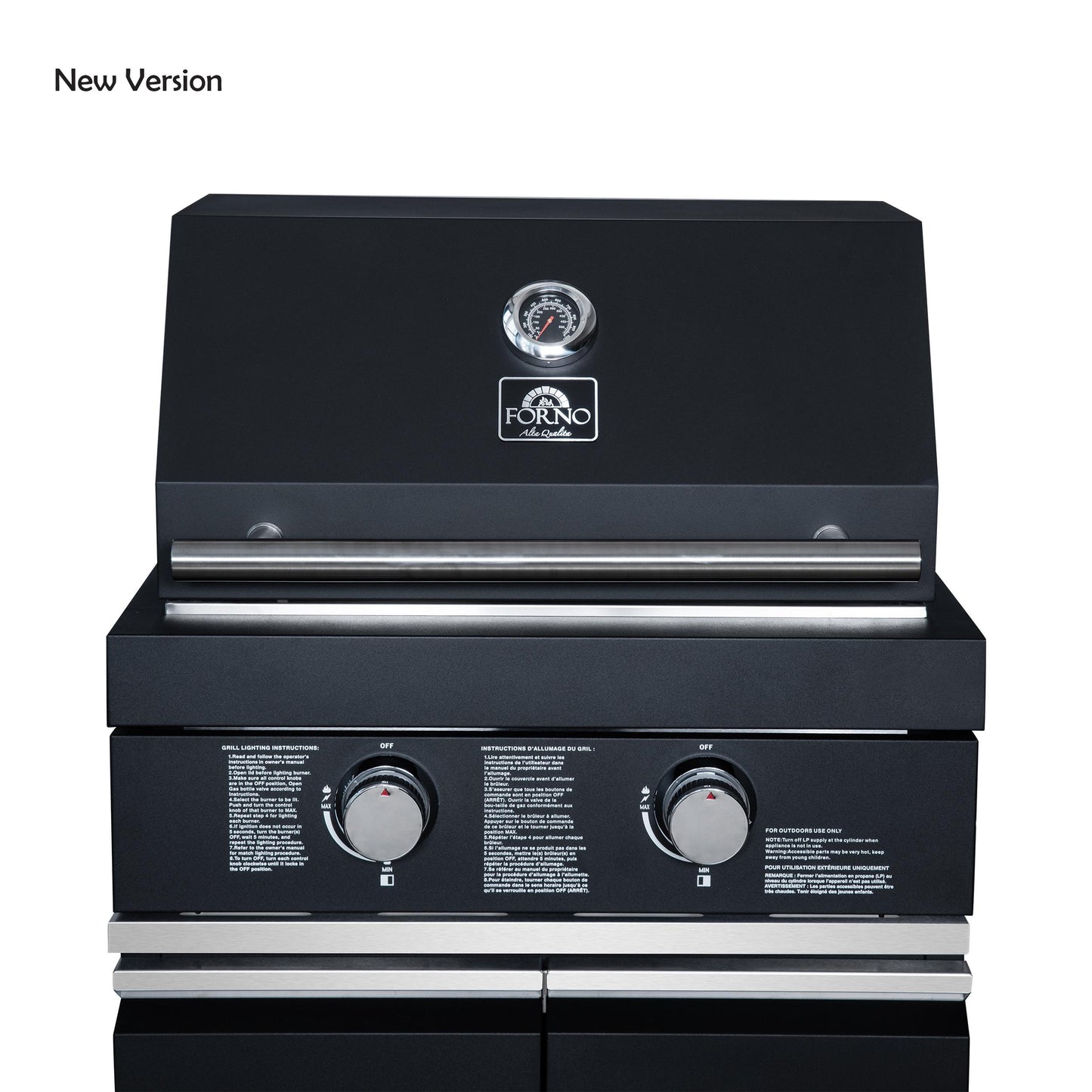 Forno FODKT2568BLK Forno All Aperto 99,600 Btu Outdoor Kitchen, 5 Burners, Infrared Burners, Side Burner, Black Sintered Stone Countertops, Gas Pizza Oven, Sink Module, Bar & Beverage Center