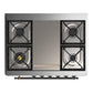Ilve UM36FQNR3SSBLP Ilve Um36Fqnr3Ssblp Majestic Iii 36 Inch Dual Fuel Range With 6 Black Brass Burners And Griddle, Dual Function Burner Up To 25,000 Btu (Solid Door, Stainless Steel, Burnished, Liquid Propane)