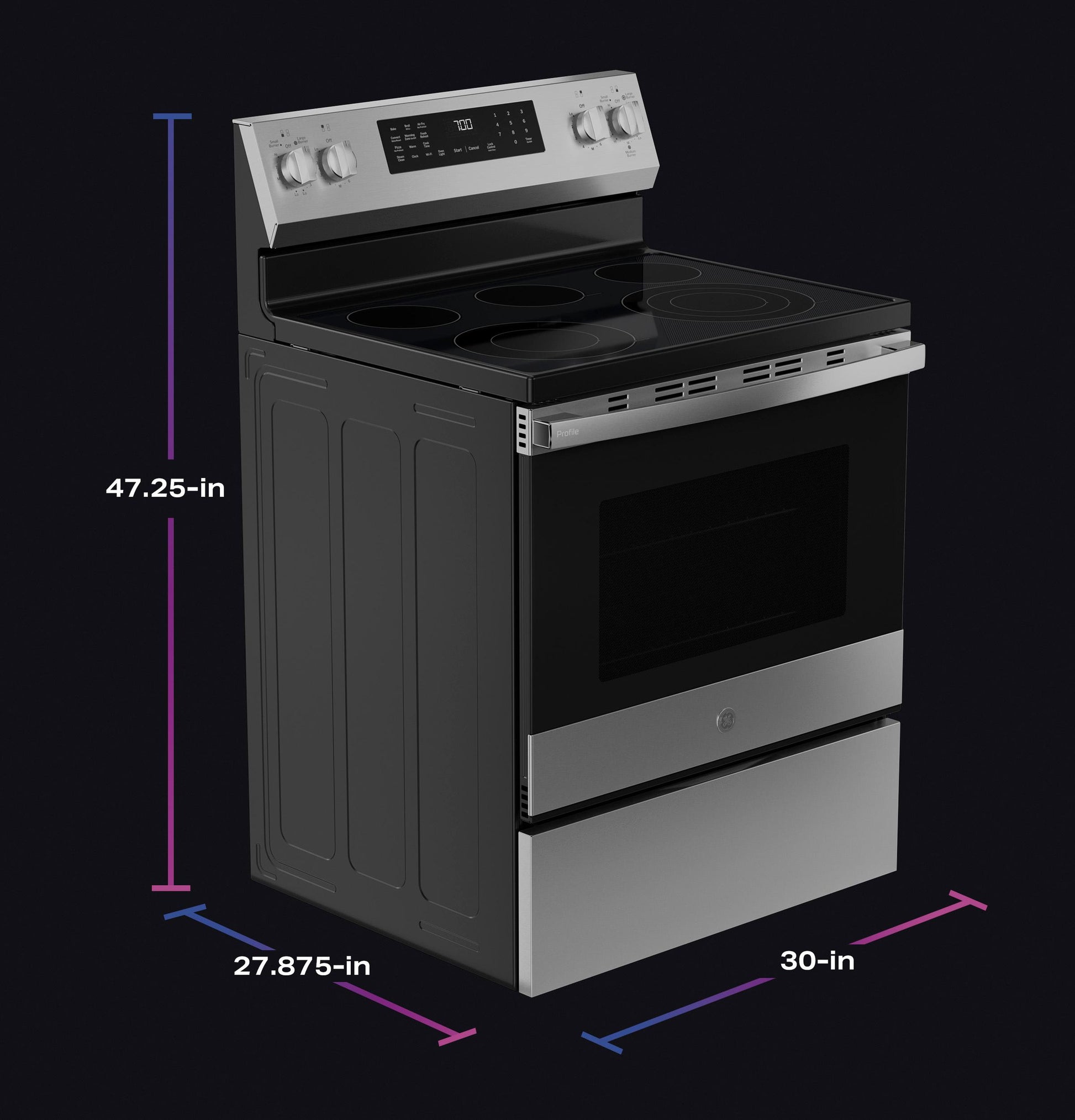 Ge Appliances PRF700AYFS Ge Profile™ Energy Star® 30" Smart Free-Standing Electric Convection Range With No Preheat Air Fry And Easywash™ Oven Tray