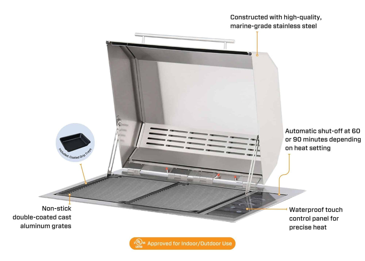 Kenyon B70471NH Texan Electric Grill Intelliken Touch™ With Single Piece Lid