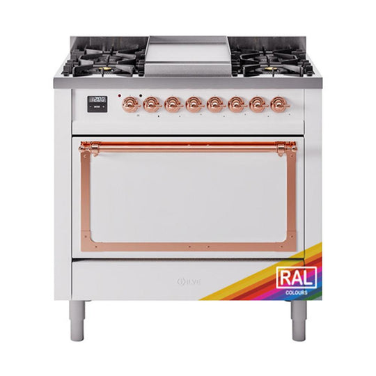 Ilve UN36FQNMPRAPLP Ilve Un36Fqnmpraplp Nostalgie Ii Noblesse 36" Dual Fuel Range (Liquid Propane, Solid Door, Ral, Copper)