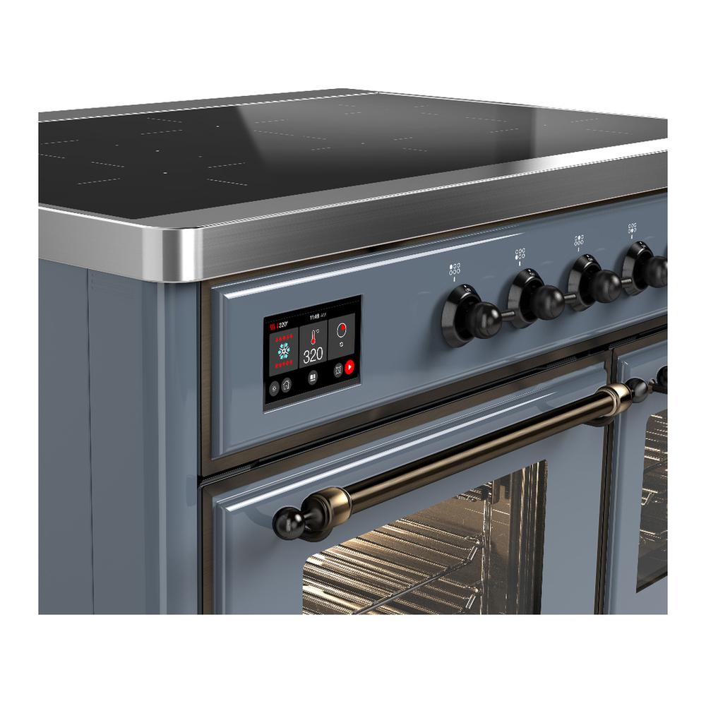 Ilve UMDIB40NR3BGB Ilve Umdib40Nr3Bgb Majestic Iii 40 Inch Induction Range With 6 Elements, 3.82 Cu. Ft. Total Oven Capacity (Triple Glass Door, Blue Grey, Burnished)