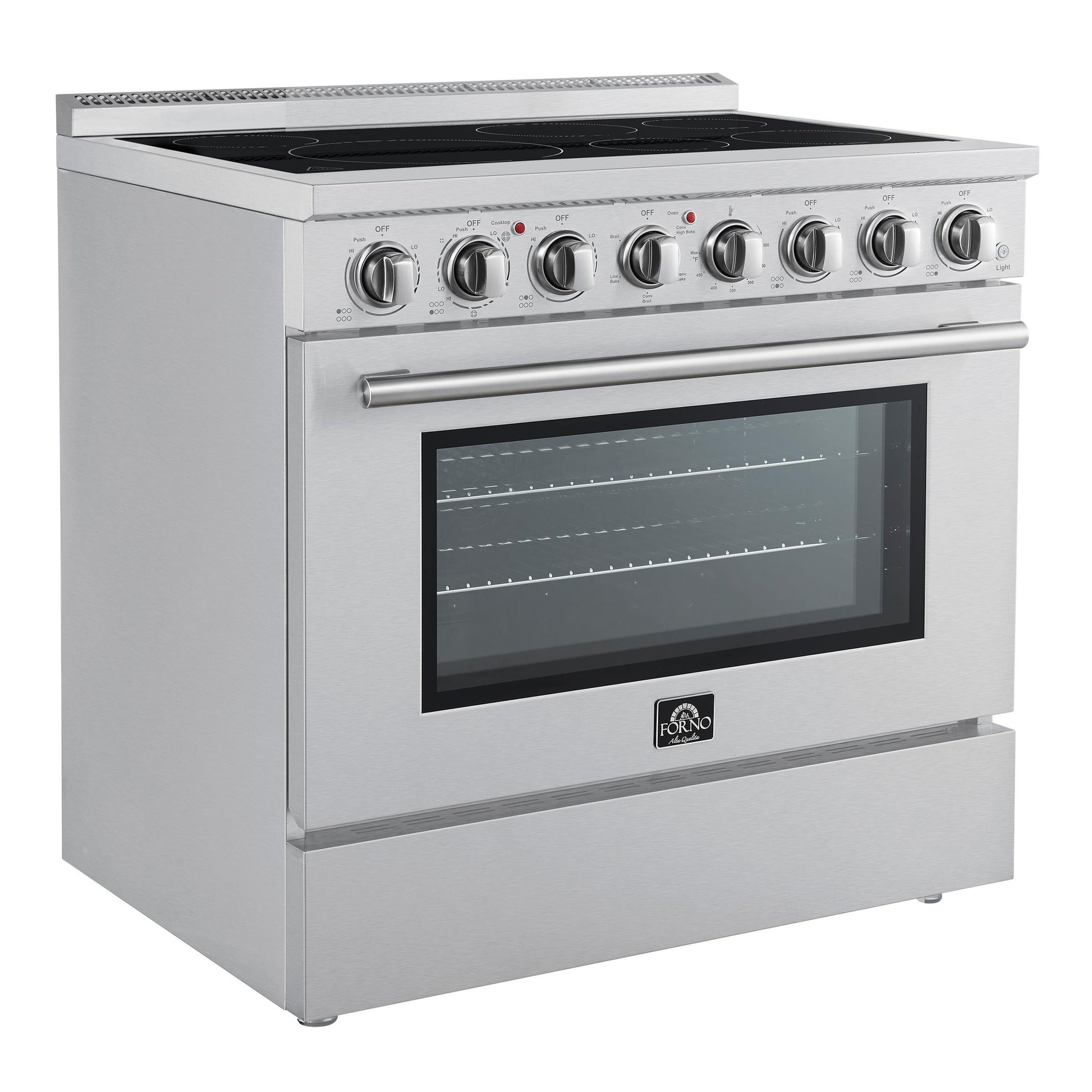 Forno FFSEL601136 Forno Paolo 36 Inch Freestanding Electric Range, Stainless Steel, 5.44 Cu.Ft, True Convection Oven, Energy Efficient