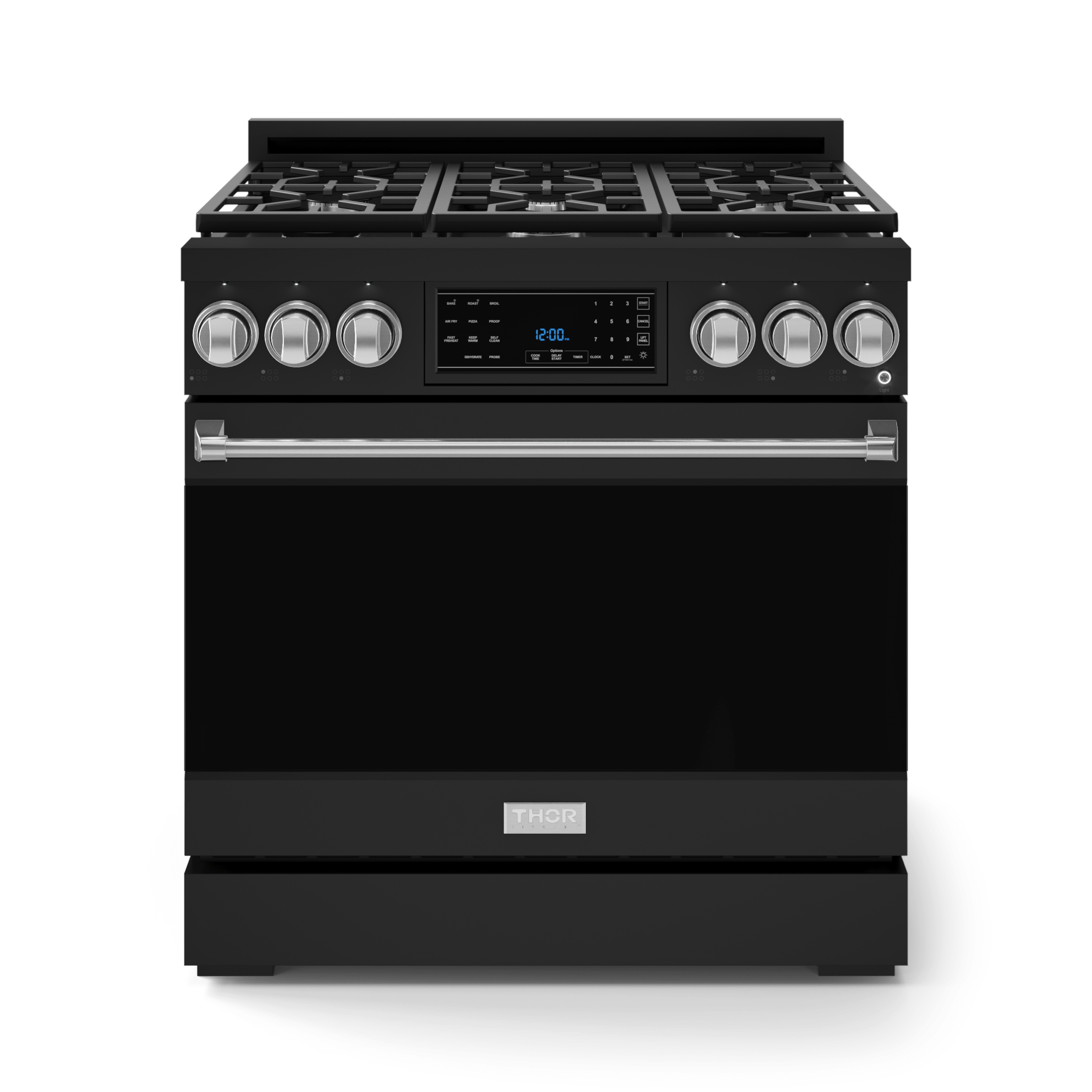 Thor Kitchen RSG36BSS 36 Inch Professional Gas Range With Tilt Panel Touch Control In Stainless Black/Stainless Steel Gordon Ramsay Series - Rsg36B-Ss