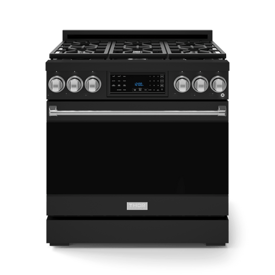 Thor Kitchen RSG36BSS 36 Inch Professional Gas Range With Tilt Panel Touch Control In Stainless Black/Stainless Steel Gordon Ramsay Series - Rsg36B-Ss