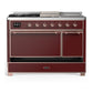 Ilve UM48FSQNR3BUPLP Ilve Um48Fsqnr3Buplp Majestic Iii 48 Inch Dual Fuel Range With 5 Black Brass Burners, Griddle And French Top, Dual Function Burner Up To 25,000 Btu (Liquid Propane, Solid Door, Burgundy, Copper)
