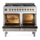 Ilve UPD406NMPSSG Ilve Upd406Nmpssg Nostalgie Ii 40 Inch Dual Fuel Range With 6 Total Black Brass Burners (Limited Edition) (Natural Gas, Stainless Steel)