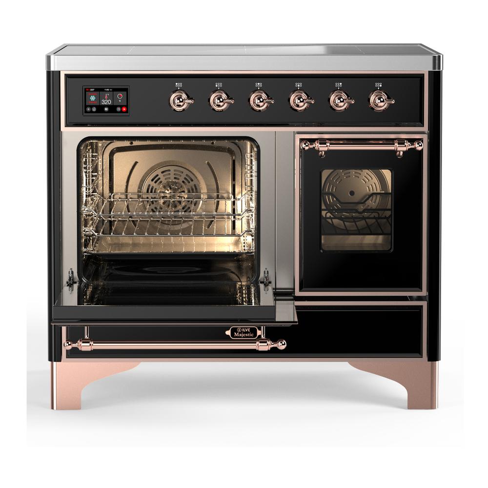 Ilve UMDIB40NR3BKP Ilve Umdib40Nr3Bkp Majestic Iii 40 Inch Induction Range With 6 Elements, 3.82 Cu. Ft. Total Oven Capacity (Triple Glass Door, Glossy Black, Copper)
