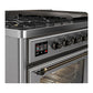 Ilve UM48FNR3SSB Ilve Um48Fnr3Ssb Majestic Iii 48 Inch Dual Fuel Range With 8 Burners And Griddle, Dual Function Burner Up To 25,000 Btu (Natural Gas, Triple Glass Door, Stainless Steel, Burnished)