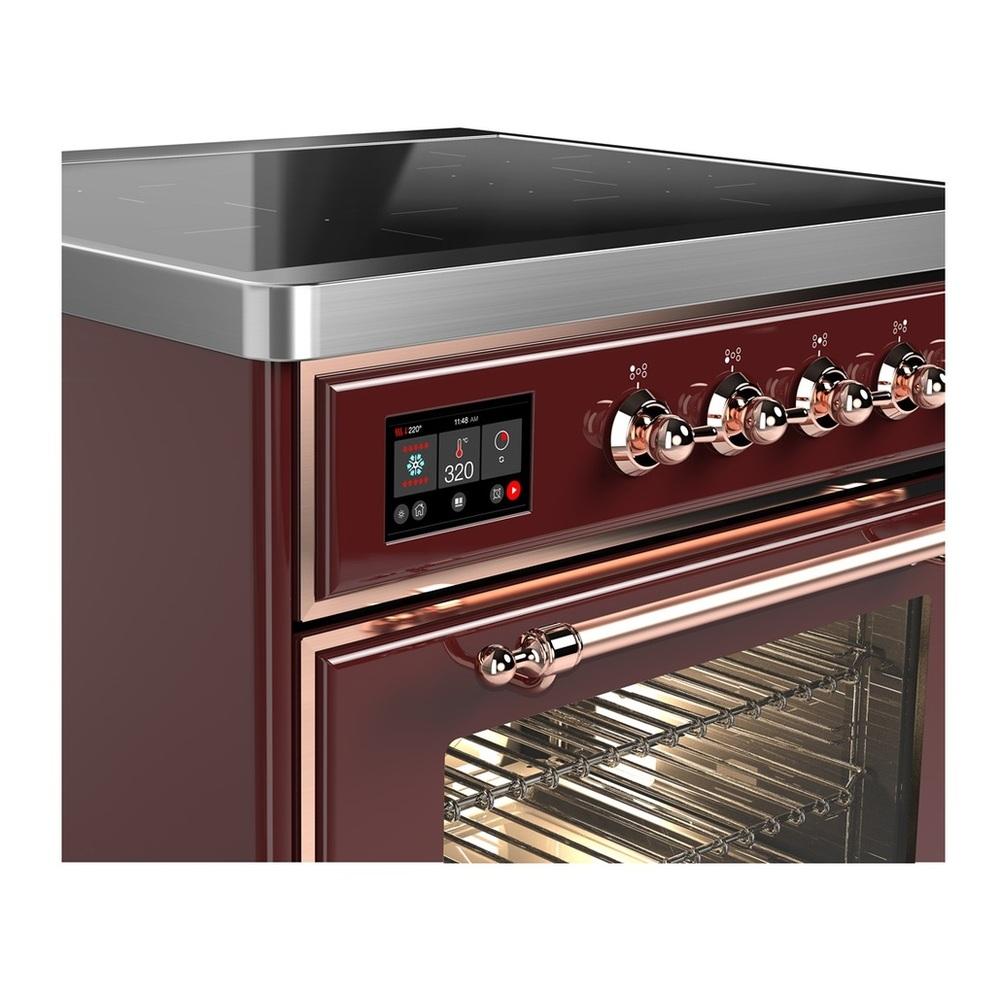 Ilve UMIB30NR3BUP Ilve Umib30Nr3Bup Majestic Iii 30 Inch Induction Range With 4 Elements, 4 Cu. Ft. Oven Capacity (Triple Glass Door, Burgundy, Copper)