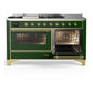 Ilve UM60FSNR3EGGLP Ilve Um60Fsnr3Egglp Majestic Iii 60 Inch Dual Fuel Range With 7 Burners, Griddle And French Top, Dual Function Burner With Up To 25,000 Btu (Liquid Propane, Triple Glass Door, Emerald Green, Brass)