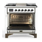 Ilve UM36FNR3RABLP Ilve Um36Fnr3Rablp Majestic Iii 36 Inch Dual Fuel Range With 6 Black Brass Burners And Griddle, Dual Function Burner Up To 25,000 Btu (Triple Glass Door, Ral, Burnished, Liquid Propane)