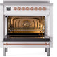 Ilve UPI366NMPWHP Nostalgie Ii 36 Inch Electric Freestanding Range In White With Copper Trim