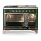Ilve UM48FSQNR3EGPLP Ilve Um48Fsqnr3Egplp Majestic Iii 48 Inch Dual Fuel Range With 5 Black Brass Burners, Griddle And French Top, Dual Function Burner Up To 25,000 Btu (Liquid Propane, Solid Door, Emerald Green, Copper)