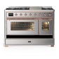 Ilve UM48FNR3SSP Ilve Um48Fnr3Ssp Majestic Iii 48 Inch Dual Fuel Range With 8 Burners And Griddle, Dual Function Burner Up To 25,000 Btu (Natural Gas, Triple Glass Door, Stainless Steel, Copper)