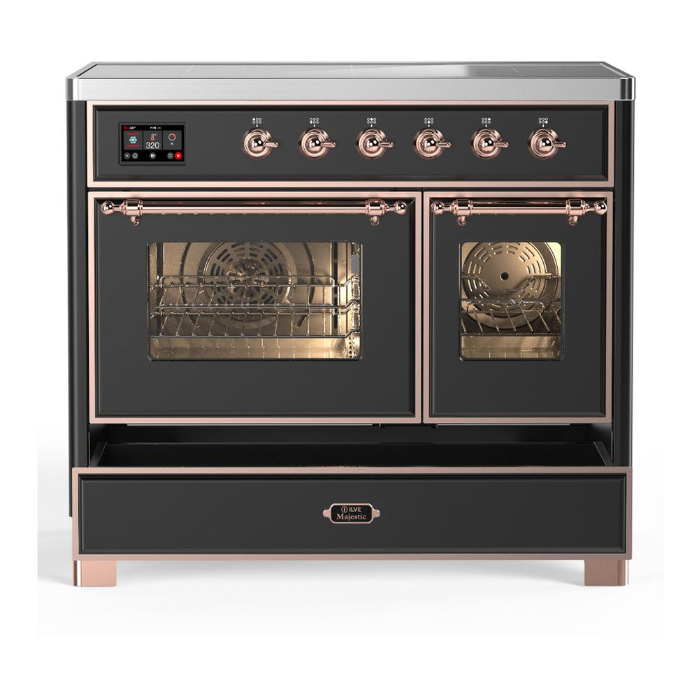 Ilve UMDIB40NR3MGP Ilve Umdib40Nr3Mgp Majestic Iii 40 Inch Induction Range With 6 Elements, 3.82 Cu. Ft. Total Oven Capacity (Triple Glass Door, Graphite Matte, Copper)