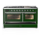 Ilve UM60FNR3EGCLP Ilve Um60Fnr3Egclp Majestic Iii 60 Inch Dual Fuel Range With 9 Burners And Griddle, Dual Function Burner Up To 25,000 Btu (Liquid Propane, Triple Glass Door, Emerald Green, Chrome)