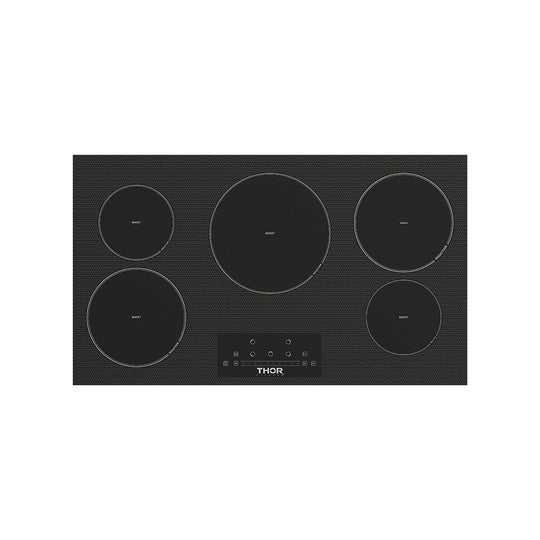 Thor Kitchen PIH36 36 Inch 5-Element Induction Cooktop In Black With Touch Controls