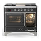 Ilve UMD40FNR3MGC Ilve Umd40Fnr3Mgc Majestic Iii 40 Inch Dual Fuel Range With 6 Burners And Griddle, Dual Function Burner Up To 25,000 Btu (Natural Gas, Triple Glass Door, Graphite Matte, Chrome)