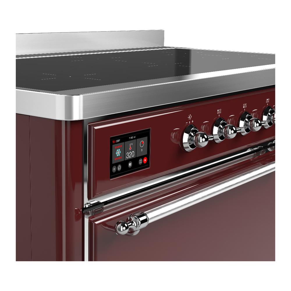 Ilve UMIB48QNR3BUC Ilve Umib48Qnr3Buc Majestic Iii 48 Inch Induction Range With 6 Elements, 5.02 Cu. Ft. Total Oven Capacity (Solid Door, Burgundy, Chrome)