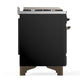 Ilve UM48FSNR3BKB Ilve Um48Fsnr3Bkb Majestic Iii 48 Inch Dual Fuel Range With 5 Black Brass Burners, Griddle And French Top, Dual Function Burner Up To 25,000 Btu (Natural Gas, Triple Glass Door, Glossy Black, Burnished)
