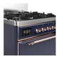 Ilve UM30QNR3MBPLP Ilve Um30Qnr3Mbplp Majestic Iii 30 Inch Dual Fuel Range With 5 Black Brass Burners, Dual Function Burner Up To 25,000 Btu (Liquid Propane, Solid Door, Midnight Blue, Copper)