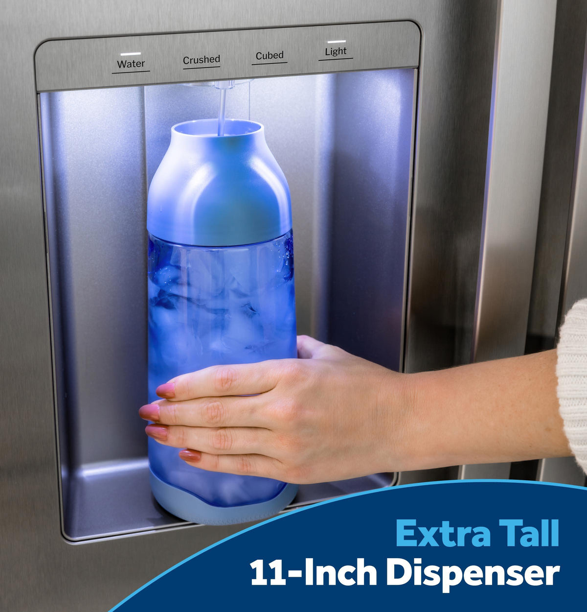 Ge Appliances GZS24NYYFS Ge® 23.6 Cu. Ft. Counter-Depth Side-By-Side Refrigerator With Extra Tall Dispenser And In-Door Icemaker