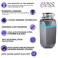 Forno WDD100TA1BO Forno Acqua Brightdiamond Black Onyx 1Hp Super Quiet Garbage Disposal Corded With Motion Sensor Cabinet Light & Pre-Wired Air Switch