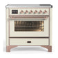 Ilve UMIB36NR3AWP Ilve Umib36Nr3Awp Majestic Iii 36 Inch Induction Range With 6 Elements, 3.5 Cu. Ft. Total Oven Capacity (Triple Glass Door, Antique White, Copper)