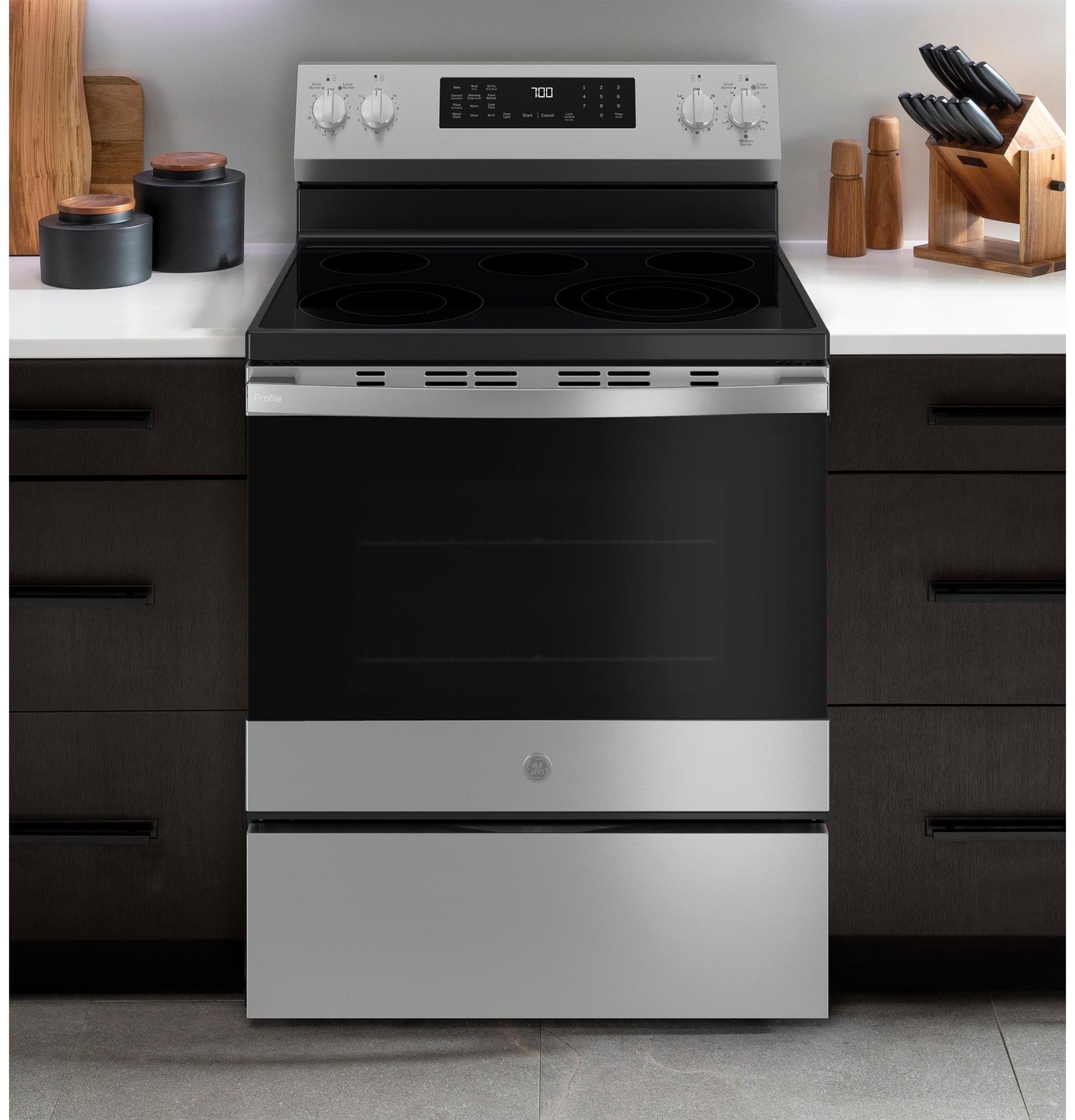 Ge Appliances PRF700AYFS Ge Profile™ Energy Star® 30" Smart Free-Standing Electric Convection Range With No Preheat Air Fry And Easywash™ Oven Tray