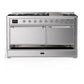 Ilve UM60FQNR3SSC Ilve Um60Fqnr3Ssc Majestic Iii 60 Inch Dual Fuel Range With 9 Burners And Griddle, Dual Function Burner Up To 25,000 Btu (Natural Gas, Solid Door, Stainless Steel, Chrome)