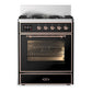 Ilve UM30NR3BKP Ilve Um30Nr3Bkp Majestic Iii 30 Inch Dual Fuel Range With 5 Black Brass Burners, Dual Function Burner Up To 25,000 Btu (Natural Gas, Triple Glass Door, Glossy Black, Copper)