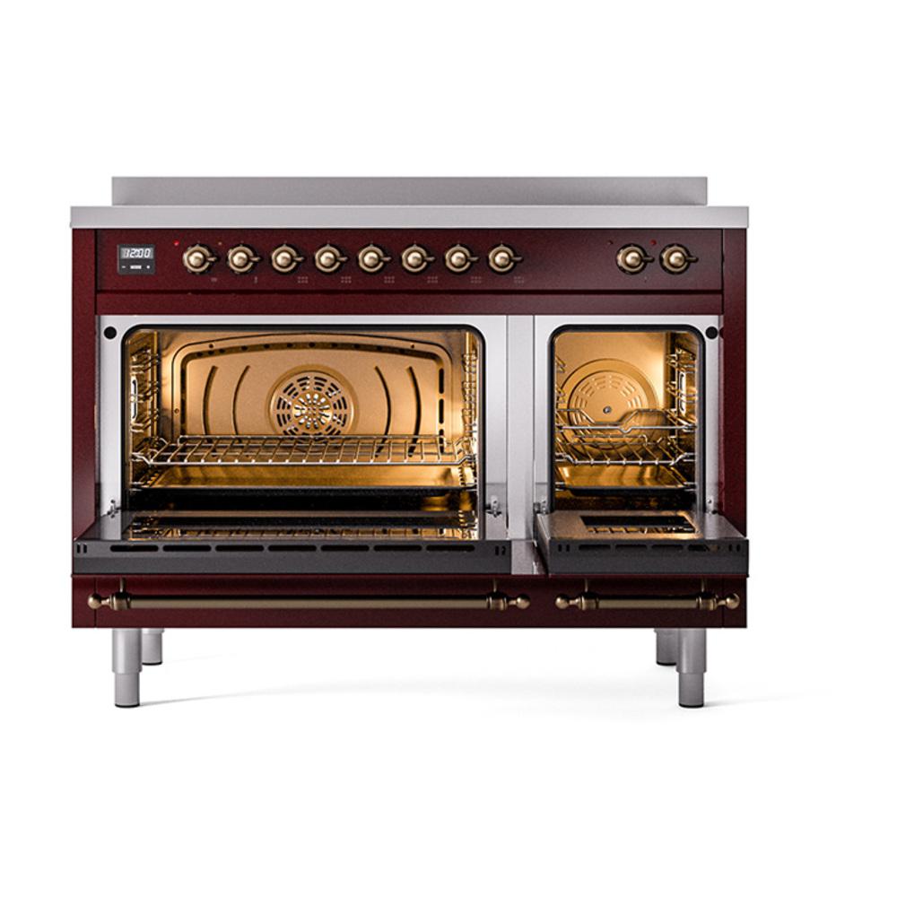 Ilve UNI486QNMPBUB Ilve Uni486Qnmpbub Nostalgie Ii Noblesse 48" Induction Range (Solid Door, Burgundy, Burnished)