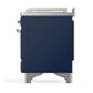 Ilve UM48FSNR3MBCLP Ilve Um48Fsnr3Mbclp Majestic Iii 48 Inch Dual Fuel Range With 5 Black Brass Burners, Griddle And French Top, Dual Function Burner Up To 25,000 Btu (Liquid Propane, Triple Glass Door, Midnight Blue, Chrome)