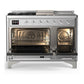 Ilve UM48FSNR3SSC Ilve Um48Fsnr3Ssc Majestic Iii 48 Inch Dual Fuel Range With 5 Black Brass Burners, Griddle And French Top, Dual Function Burner Up To 25,000 Btu (Natural Gas, Triple Glass Door, Stainless Steel, Chrome)